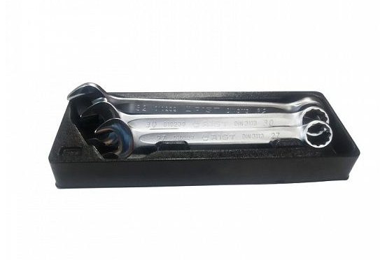 Набор ключей комбинированных 3 предмета, (27-32 мм), с отгибом 15°, в ложементе 136х378 мм